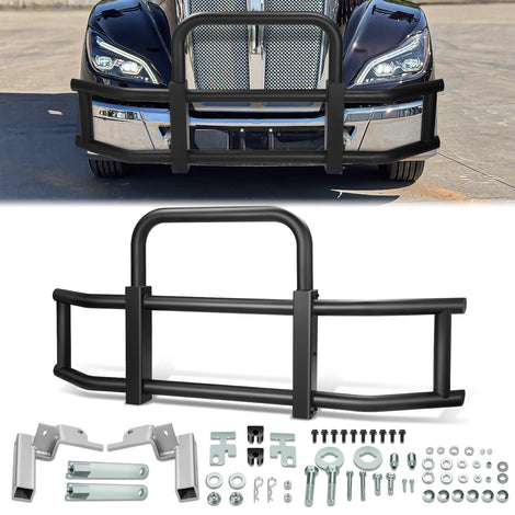 Steel Front Bumper Grille Deer Guard+Brackets <br>22-24 Kenworth T680 Black