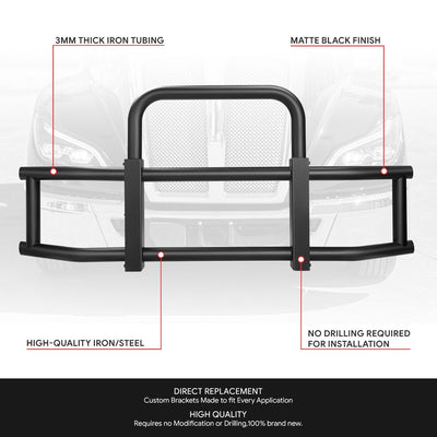 Steel Front Bumper Grille Deer Guard+Brackets <br>22-24 Kenworth T680 Black