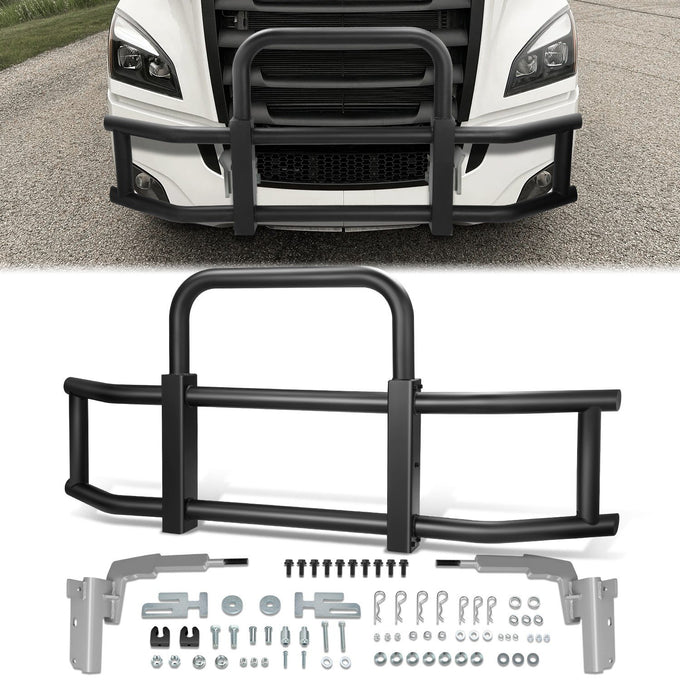 Front Bumper Grille Deer Guard+Brackets <br>18-23 Freightliner Cascadia Black