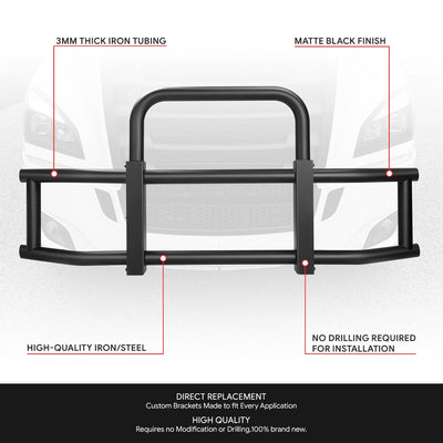 Front Bumper Grille Deer Guard+Brackets <br>18-23 Freightliner Cascadia Black