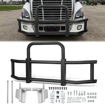 Front Bumper Grille Deer Guard+Brackets <br>08-17 Freightliner Cascadia Black