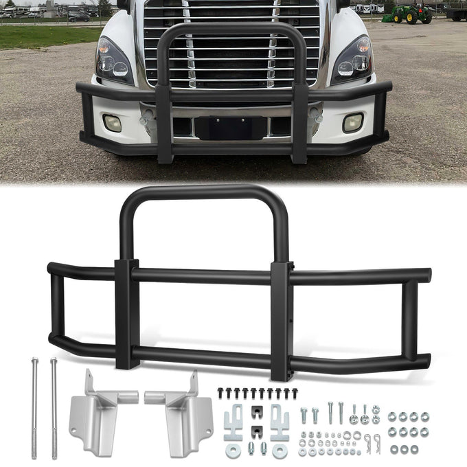 Front Bumper Grille Deer Guard+Brackets <br>08-17 Freightliner Cascadia Black