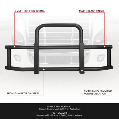 Front Bumper Grille Deer Guard+Brackets <br>08-17 Freightliner Cascadia Black