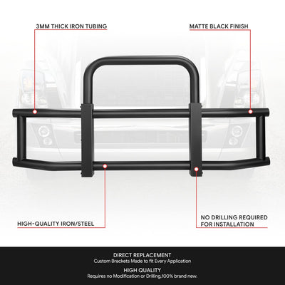 Front Bumper Grille Deer Guard+Brackets <br>04-17 Volvo VNL 430 630 670 Black