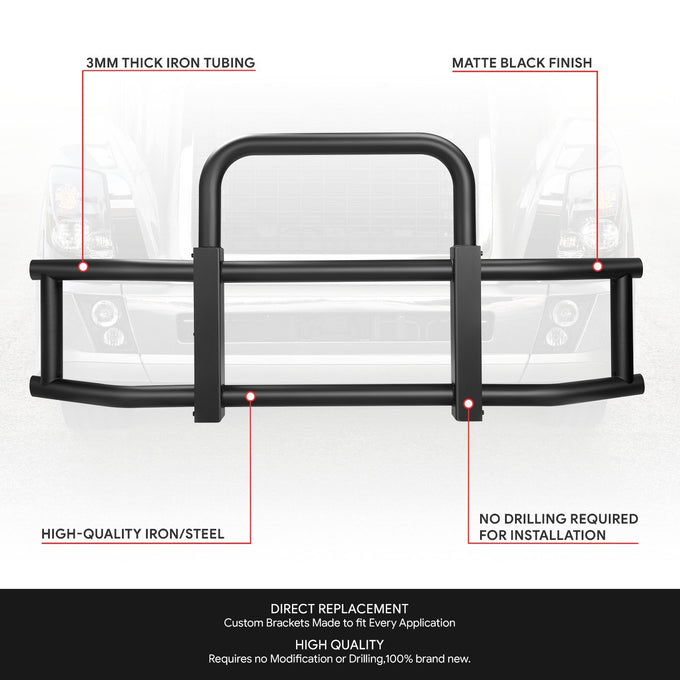 Front Bumper Grille Deer Guard+Brackets <br>04-17 Volvo VNL 430 630 670 Black