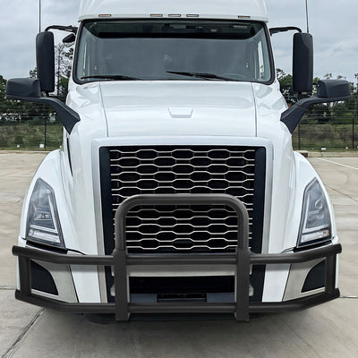 Heavy-Duty Front Bumper Grille Deer Guard+Brackets <br>18-25 Volvo VNL Black