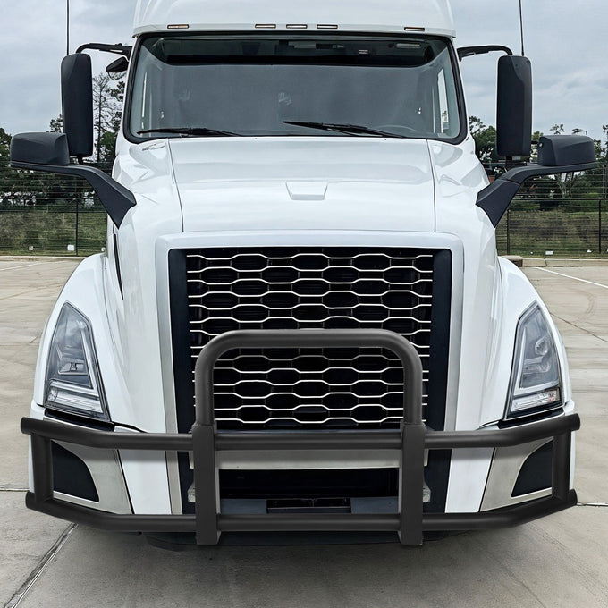 Heavy-Duty Front Bumper Grille Deer Guard+Brackets <br>18-25 Volvo VNL Black