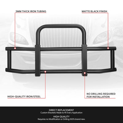 Front Bumper Grille Deer Guard+Brackets <br>08-16 International ProStar Black