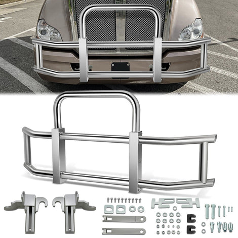 Front Bumper Grille Deer Guard+Brackets <br>07-21 Kenworth T660 T680 Chrome