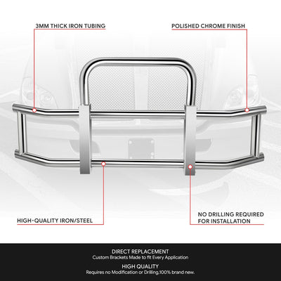 Front Bumper Grille Deer Guard+Brackets <br>07-21 Kenworth T660 T680 Chrome