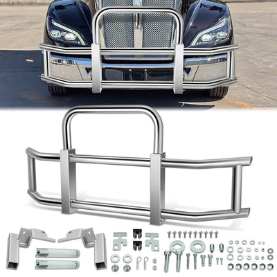 Steel Front Bumper Grille Deer Guard+Brackets <br>22-24 Kenworth T680 Chrome