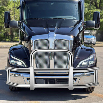 Steel Front Bumper Grille Deer Guard+Brackets <br>22-24 Kenworth T680 Chrome