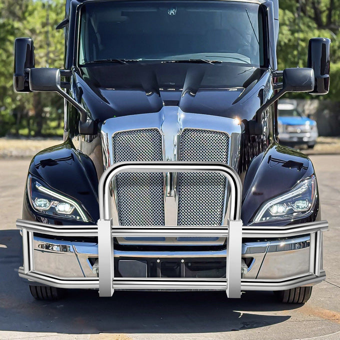 Steel Front Bumper Grille Deer Guard+Brackets <br>22-24 Kenworth T680 Chrome