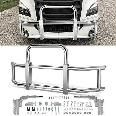 Front Bumper Grille Deer Guard+Brackets <br>18-23 Freightliner Cascadia Chrome