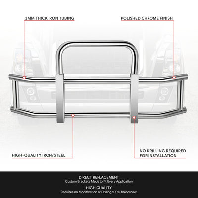 Front Bumper Grille Deer Guard+Brackets <br>04-17 Volvo VNL 430 630 670 Chrome