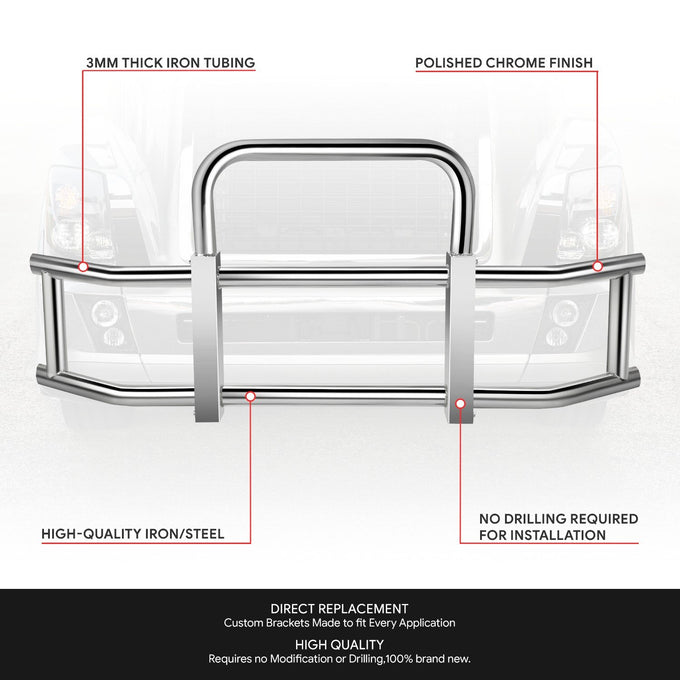 Front Bumper Grille Deer Guard+Brackets <br>04-17 Volvo VNL 430 630 670 Chrome