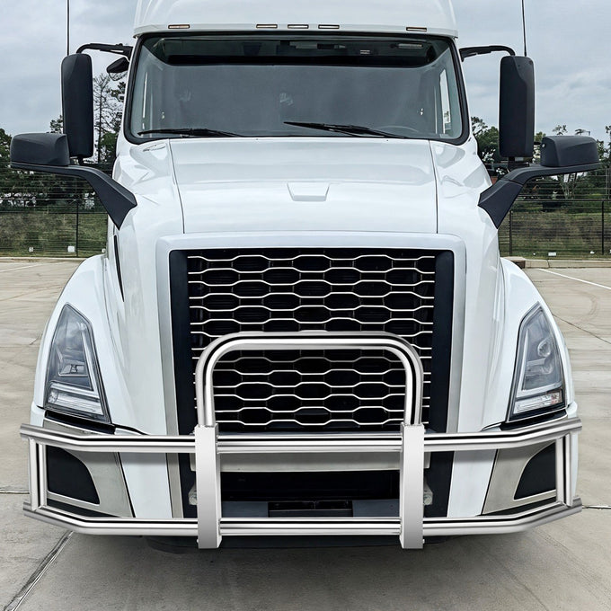 Heavy-Duty Front Bumper Grille Deer Guard+Brackets <br>18-25 Volvo VNL Chrome