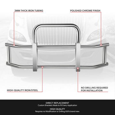 Front Bumper Grille Deer Guard+Brackets <br>08-16 International ProStar Chrome