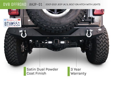 Bolt-On Hitch With Lights <br>07-18 Jeep Wrangler, 2018 JK
