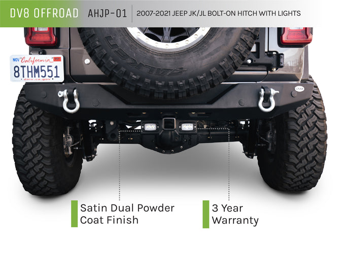 Bolt-On Hitch With Lights <br>07-18 Jeep Wrangler, 2018 JK