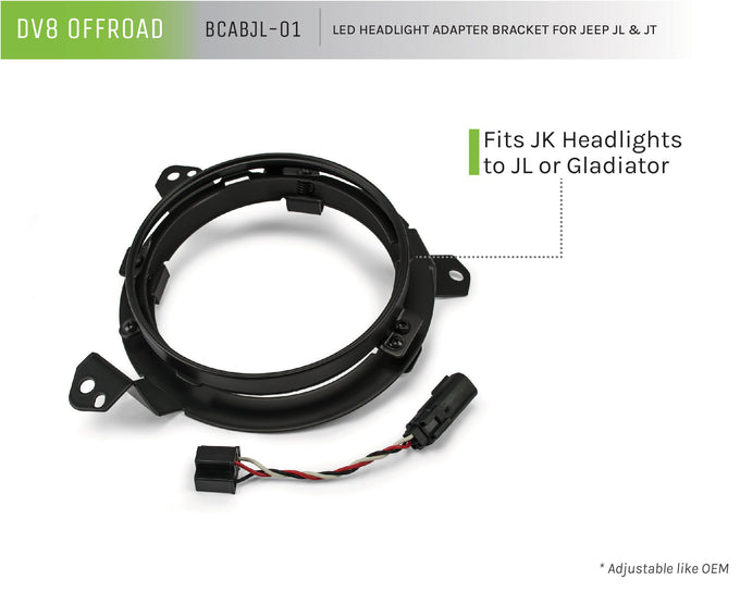 LED Headlight Adapter Brackets <br>18-21 Jeep Wrangler, 20-21 Gladiator