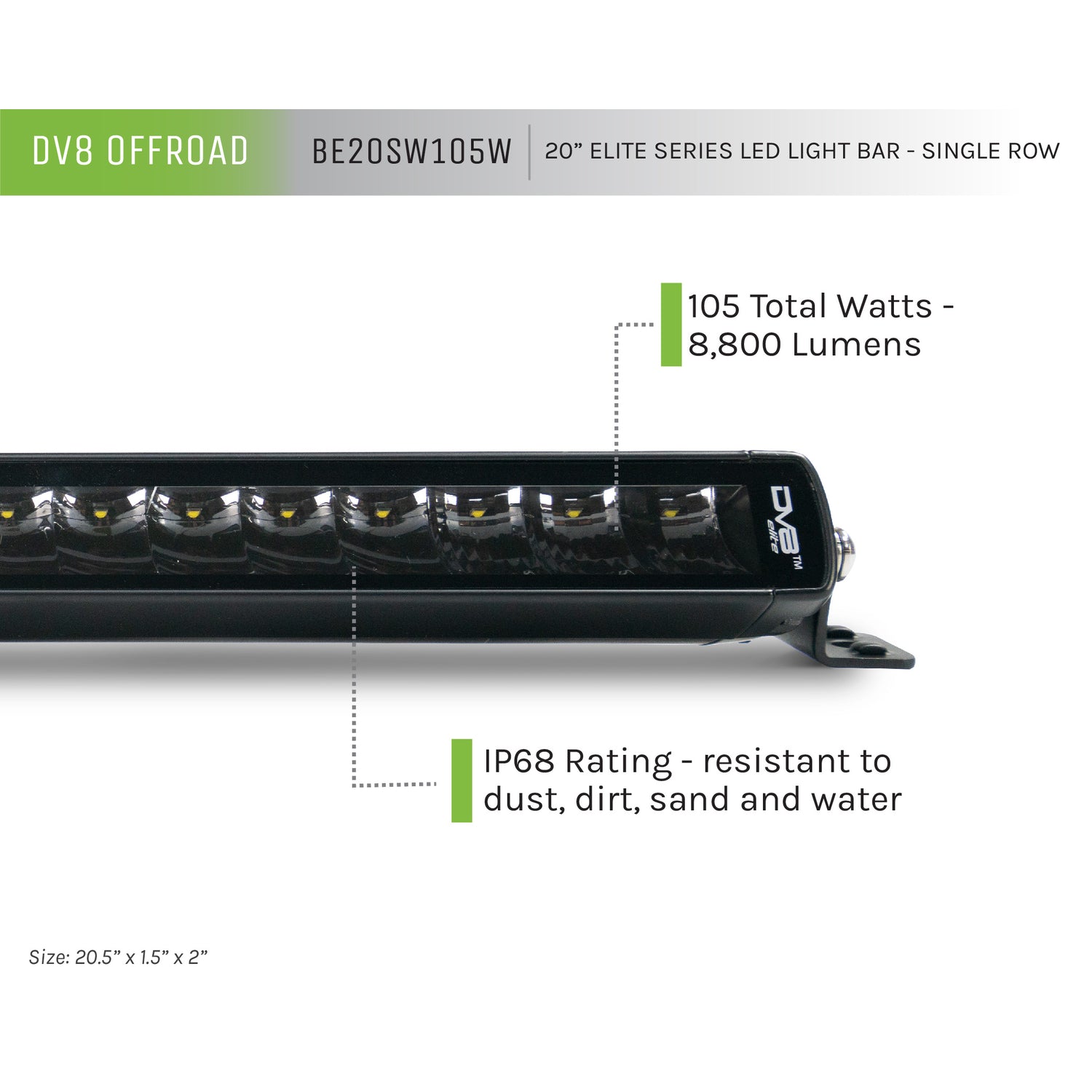 20-Inch Elite Series LED Light Bar - Single Row <br>Universal
