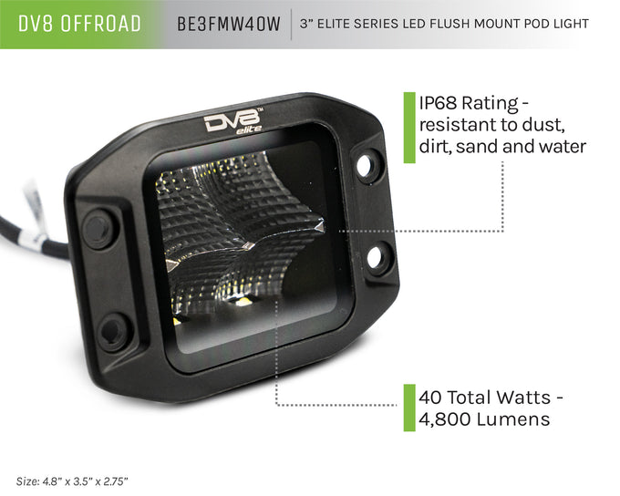 3-Inch Elite Series LED Flush Mount Pod Light <br>Universal