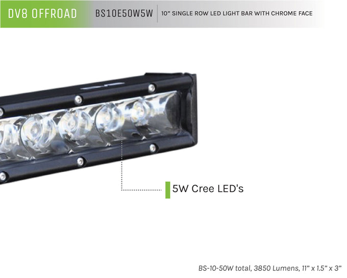 Single Row LED Light Bar With Chrome Face <br>Universal
