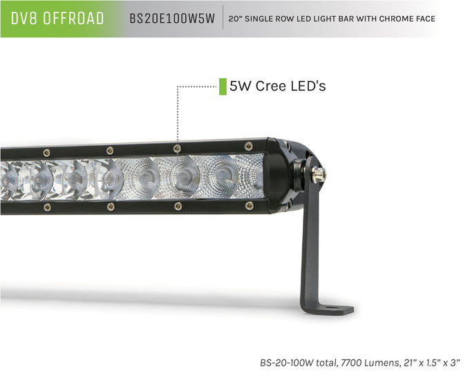 Single Row LED Light Bar With Chrome Face <br>Universal