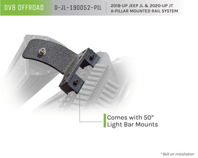 A-Pillar Mount With Rail Accessory Mount System <br>18-21 Jeep Wrangler 20-21 Gladiator
