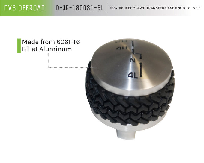 Silver Transfer Case Knob <br>87-95 Jeep Wrangler
