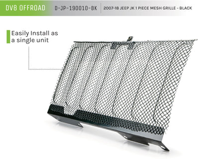 Black 1-Piece Mesh Grille <br>07-17 Jeep Wrangler, 2018 JK