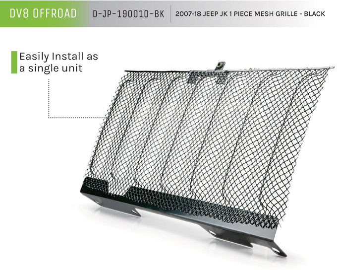 Black 1-Piece Mesh Grille <br>07-17 Jeep Wrangler, 2018 JK