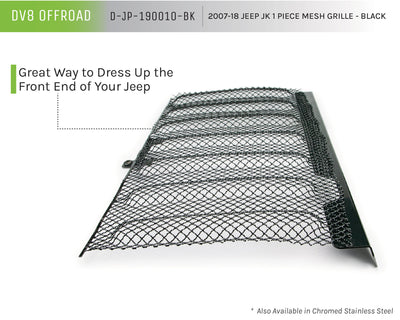 Black 1-Piece Mesh Grille <br>07-17 Jeep Wrangler, 2018 JK