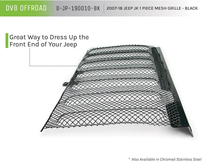Black 1-Piece Mesh Grille <br>07-17 Jeep Wrangler, 2018 JK
