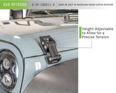 Rocklaw Hood Catch System <br>07-17 Jeep Wrangler, 2018 JK