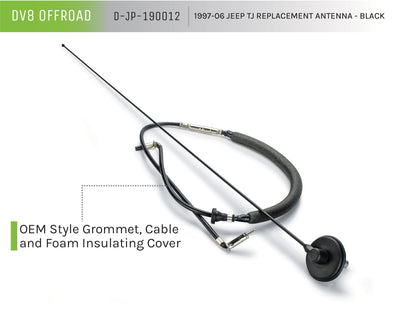 Black Replacement Antenna <br>97-06 Jeep Wrangler