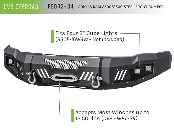Steel Front Bumper <br>10-18 Dodge Ram 2500, 3500