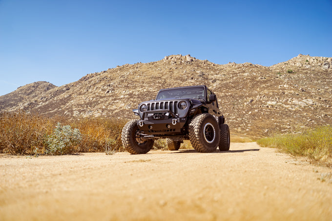 FS-25 Stubby Front Bumper with Plated Bull Bar <br>07-25 Jeep Wrangler JK, JL, Gladiator JT