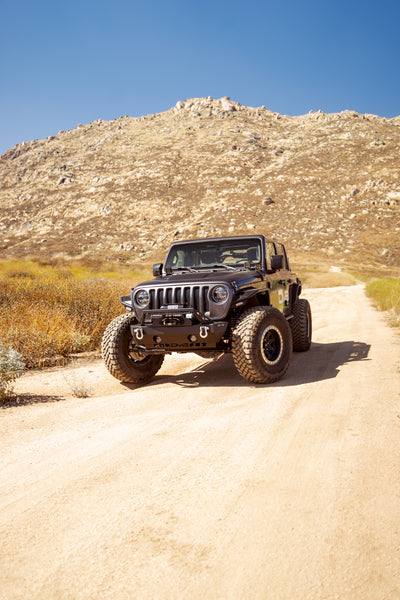 FS-25 Stubby Front Bumper with Plated Bull Bar <br>07-25 Jeep Wrangler JK, JL, Gladiator JT
