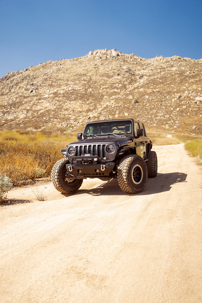 FS-25 Stubby Front Bumper with Plated Bull Bar <br>07-25 Jeep Wrangler JK, JL, Gladiator JT