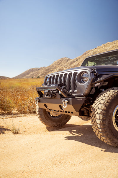 FS-25 Stubby Front Bumper with Plated Bull Bar <br>07-25 Jeep Wrangler JK, JL, Gladiator JT