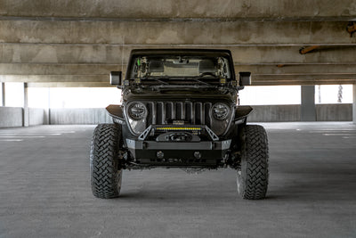 FS-25 Stubby Front Bumper with Plated Bull Bar <br>07-25 Jeep Wrangler JK, JL, Gladiator JT