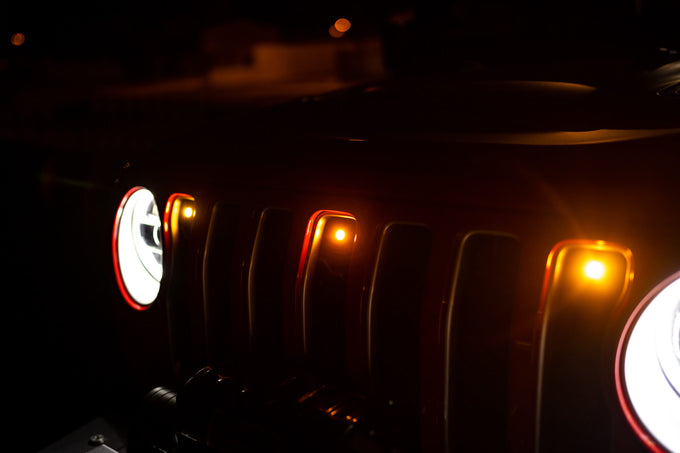 Amber Grille Lights <br>18-21 Jeep Wrangler, 2018 JK