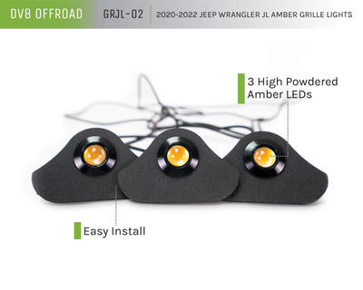 Amber Grille Lights <br>18-21 Jeep Wrangler, 2018 JK