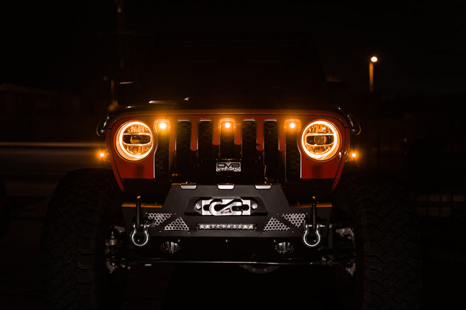 Amber Grille Lights <br>18-21 Jeep Wrangler, 2018 JK