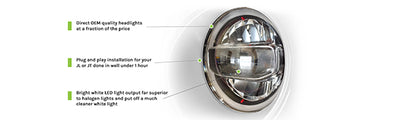 Chrome LED Headlights <br>18-21 Jeep Wrangler 20-21 Gladiator