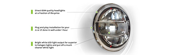 Chrome LED Headlights <br>18-21 Jeep Wrangler 20-21 Gladiator