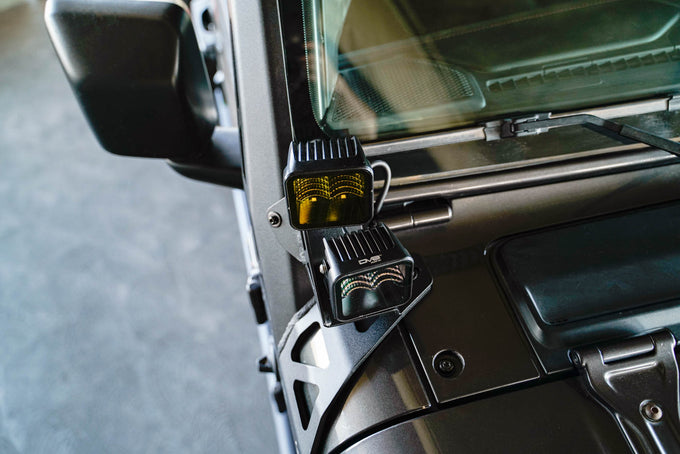 A-Pillar Dual Light Pod Mounts <br>18-23 Jeep Wrangler JL, 20-23 Gladiator JT
