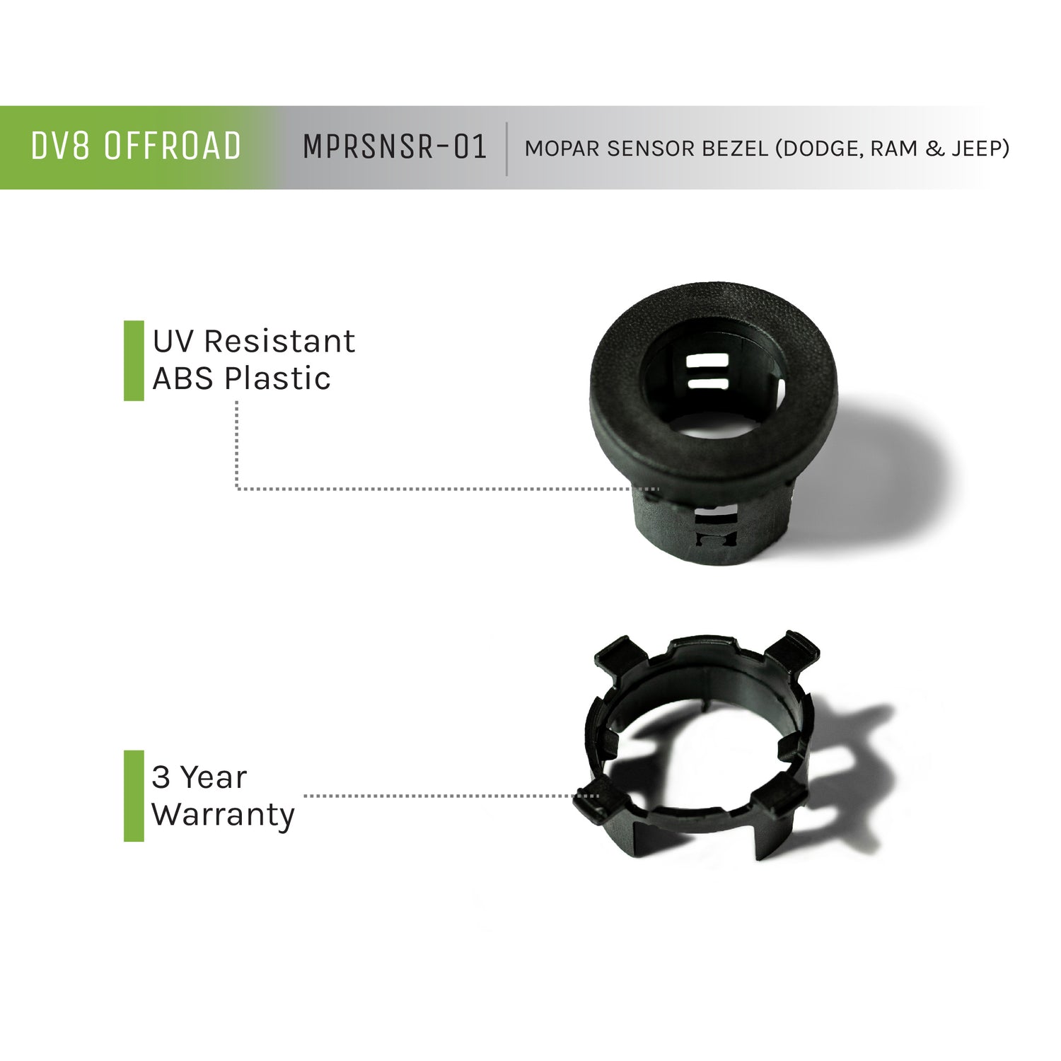 Set Of 4 Mopar Sensor Bezel <br>19-23 Ram 1500, 2500, 3500, 18-23 Wrangler